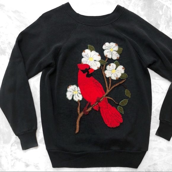 Vintage Tops Latch Hook Cardinal Sweatshirt Poshmark